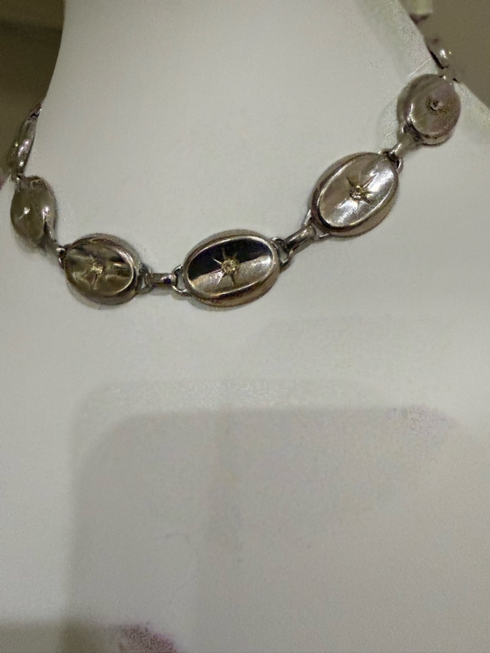 Vintage Coro Rhinestone Starburst Design Chain Link Necklace - Picture 2 of 7